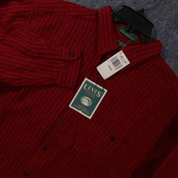 Vintage Levi's Shirt Mens Large Red Flannel Long Sleeve Sutter Creek Made In USA